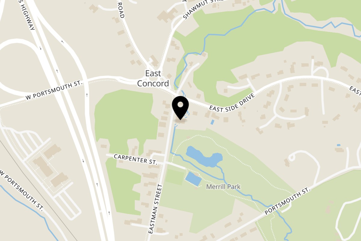 Map showing the location of Eastside Market LLC on 11 Eastman St in Concord